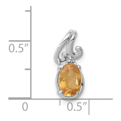 Sterling Silver Citrine & Diamond Oval Pendant – view 4