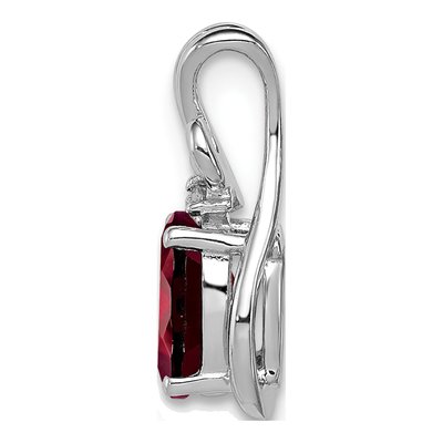 Sterling Silver Garnet & Diamond Oval Pendant – view 3