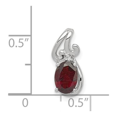 Sterling Silver Garnet & Diamond Oval Pendant – view 4