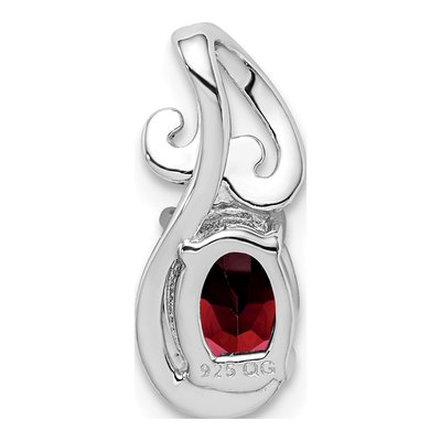 Sterling Silver Garnet & Diamond Oval Pendant – view 5