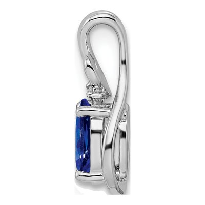 Sterling Silver Sapphire & Diamond Oval Pendant – view 3
