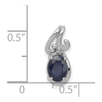 Sterling Silver Sapphire & Diamond Oval Pendant – view 4