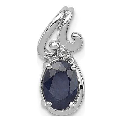 Sterling Silver Sapphire & Diamond Oval Pendant