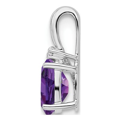 Sterling Silver Amethyst & Diamond Oval Pendant – view 3