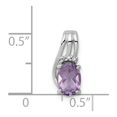 Sterling Silver Amethyst & Diamond Oval Pendant – view 4