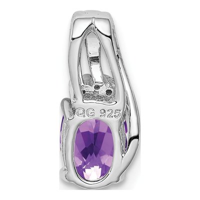 Sterling Silver Amethyst & Diamond Oval Pendant – view 5