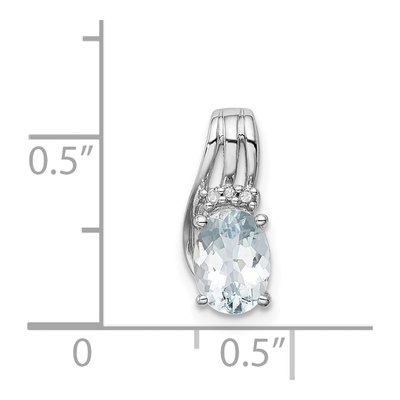 Sterling Silver Aquamarine & Diamond Oval Pendant – view 4