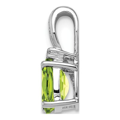 Sterling Silver Peridot & Diamond Oval Pendant – view 3
