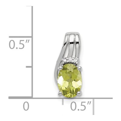 Sterling Silver Peridot & Diamond Oval Pendant – view 4