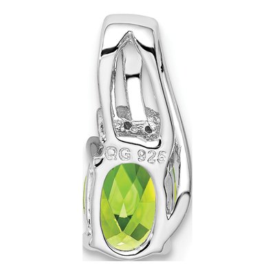 Sterling Silver Peridot & Diamond Oval Pendant – view 5