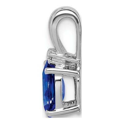 Sterling Silver Sapphire & Diamond Oval Pendant – view 3