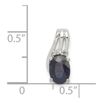 Sterling Silver Sapphire & Diamond Oval Pendant – view 4