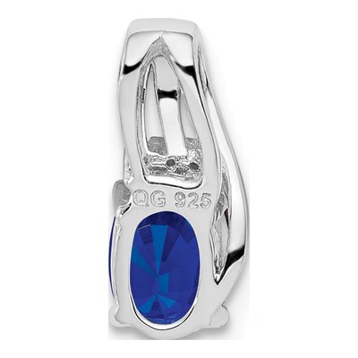 Sterling Silver Sapphire & Diamond Oval Pendant – view 5