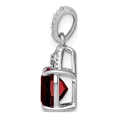 Sterling Silver Garnet & Diamond Cushion Pendant – view 3