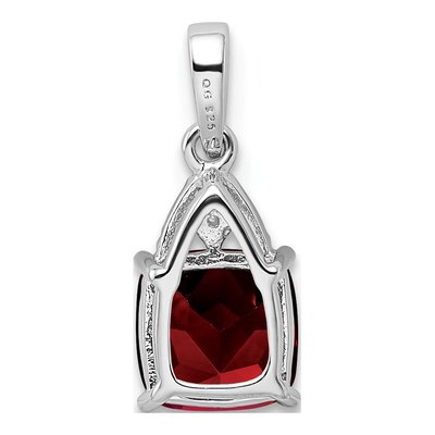 Sterling Silver Garnet & Diamond Cushion Pendant – view 5