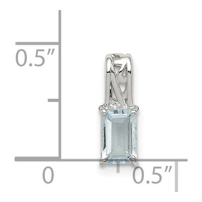 Sterling Silver Aquamarine Rectangle Pendant – view 4