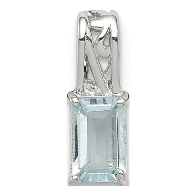 Sterling Silver Aquamarine Rectangle Pendant