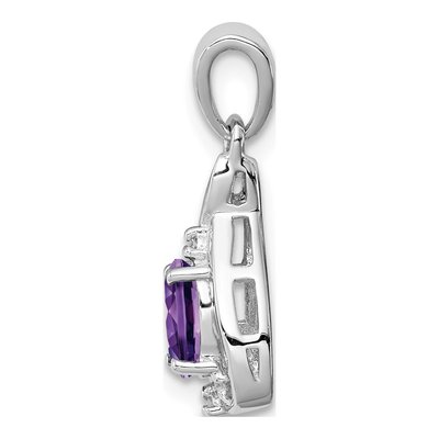 Sterling Silver Amethyst & Diamond Oval Pendant – view 3