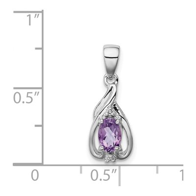 Sterling Silver Amethyst & Diamond Oval Pendant – view 5