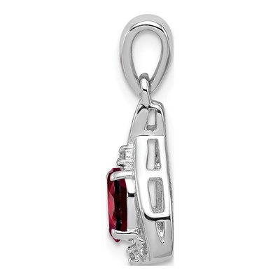 Sterling Silver Garnet & Diamond Oval Pendant – view 3