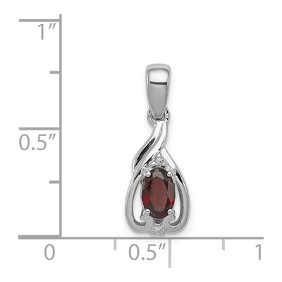 Sterling Silver Garnet & Diamond Oval Pendant – view 4