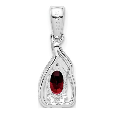 Sterling Silver Garnet & Diamond Oval Pendant – view 5