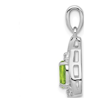 Sterling Silver Peridot & Diamond Oval Pendant – view 3