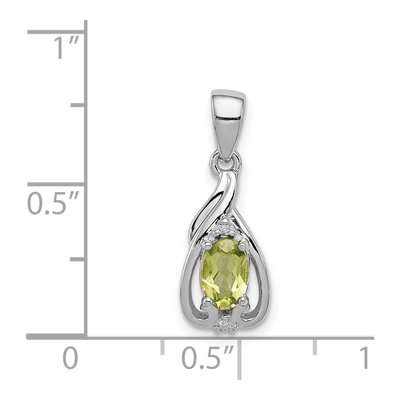 Sterling Silver Peridot & Diamond Oval Pendant – view 4