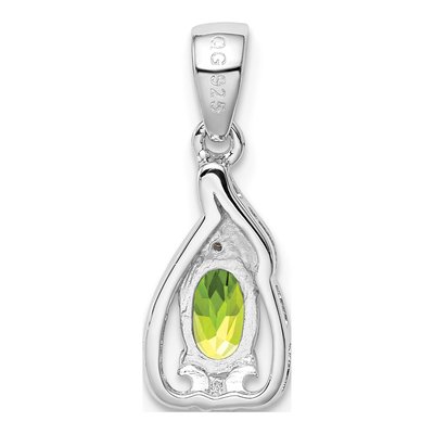 Sterling Silver Peridot & Diamond Oval Pendant – view 5