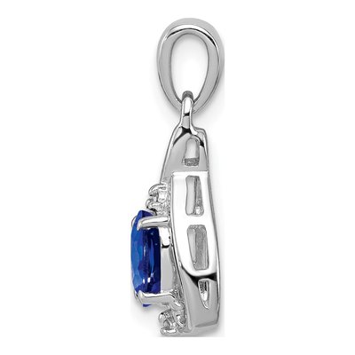 Sterling Silver Sapphire & Diamond Oval Pendant – view 3