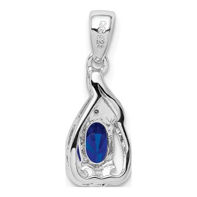 Sterling Silver Sapphire & Diamond Oval Pendant – view 5