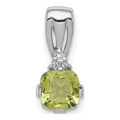 Sterling Silver Peridot & Diamond Pendant