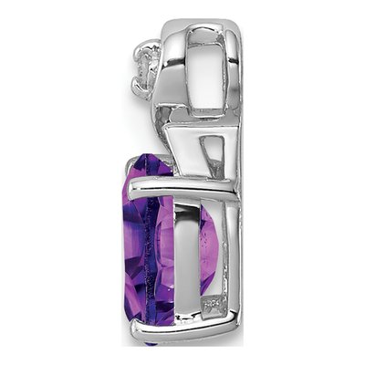 Sterling Silver Amethyst & Diamond Oval Pendant – view 3