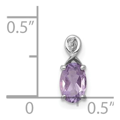 Sterling Silver Amethyst & Diamond Oval Pendant – view 4