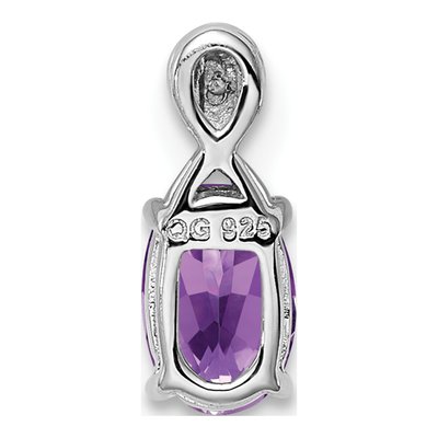 Sterling Silver Amethyst & Diamond Oval Pendant – view 5