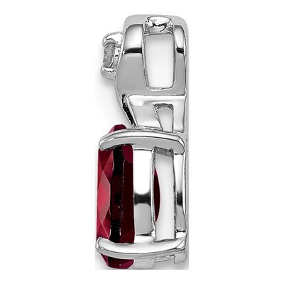 Sterling Silver Garnet & Diamond Oval Slide Pendant – view 3
