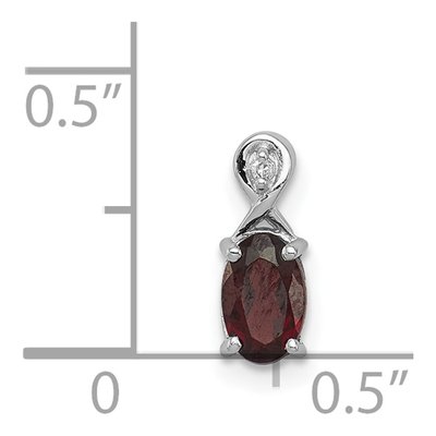 Sterling Silver Garnet & Diamond Oval Slide Pendant – view 4