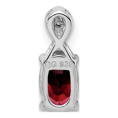 Sterling Silver Garnet & Diamond Oval Slide Pendant – view 5