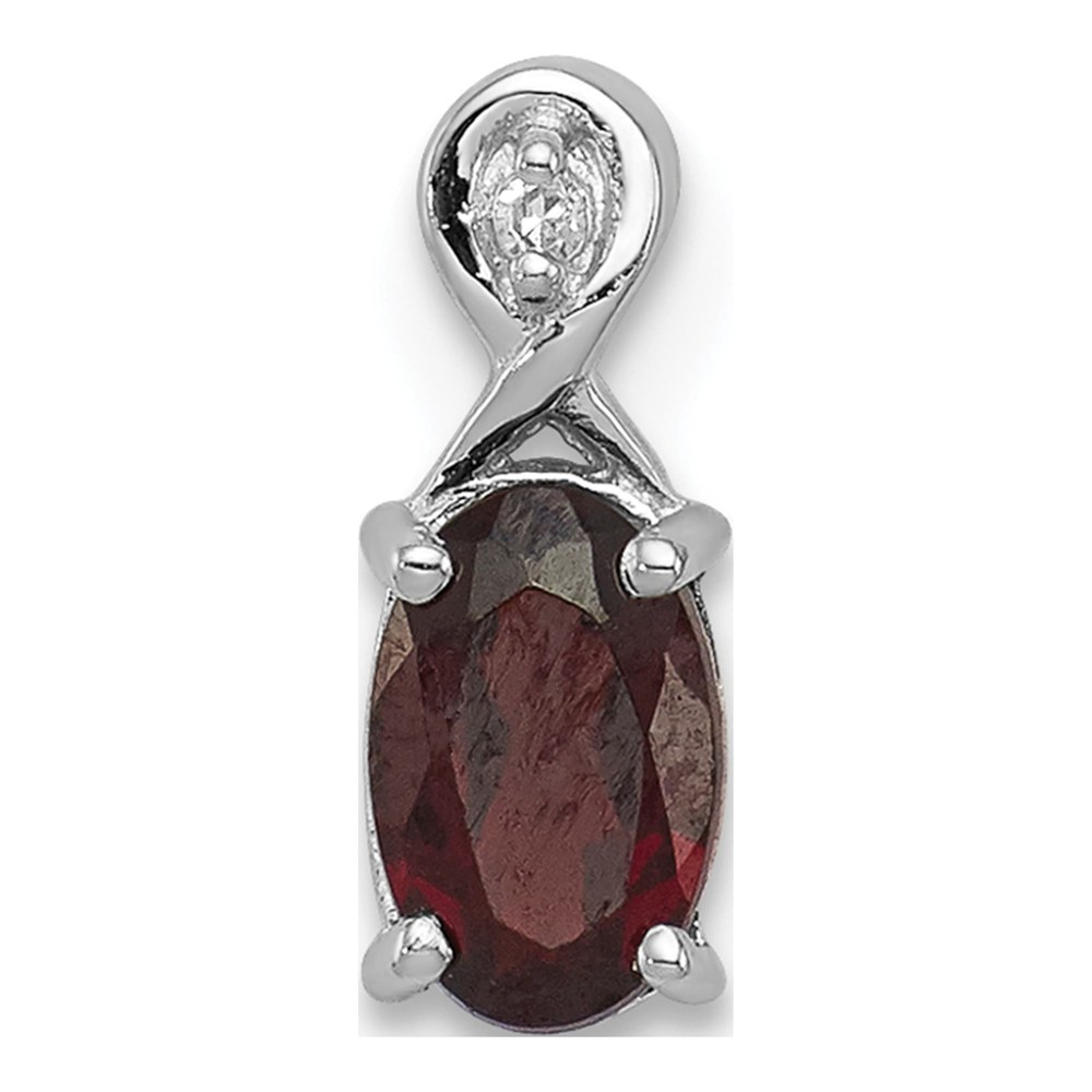 Sterling Silver Garnet & Diamond Oval Slide Pendant