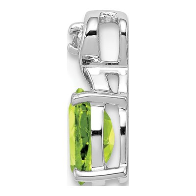 Sterling Silver Peridot & Diamond Oval Pendant – view 3