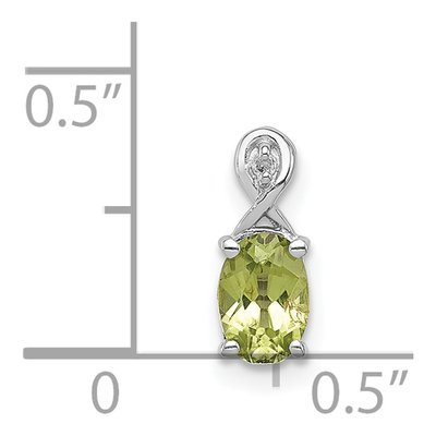 Sterling Silver Peridot & Diamond Oval Pendant – view 4