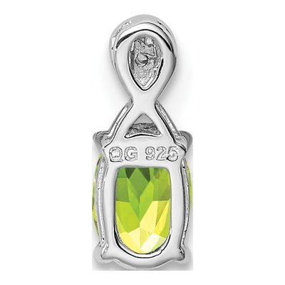 Sterling Silver Peridot & Diamond Oval Pendant – view 5