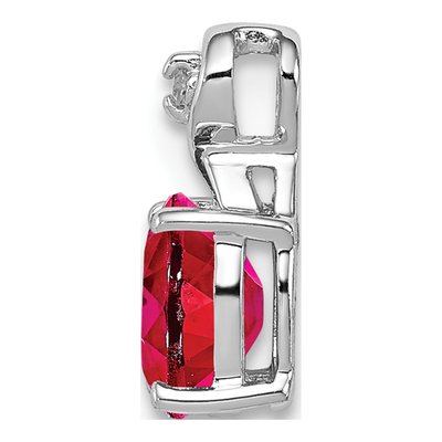 Sterling Silver Ruby & Diamond Oval Pendant – view 3