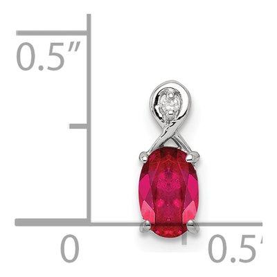Sterling Silver Ruby & Diamond Oval Pendant – view 4