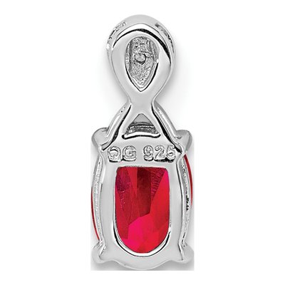 Sterling Silver Ruby & Diamond Oval Pendant – view 5