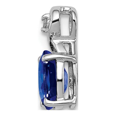 Sterling Silver Sapphire & Diamond Oval Pendant – view 3