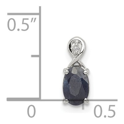 Sterling Silver Sapphire & Diamond Oval Pendant – view 4