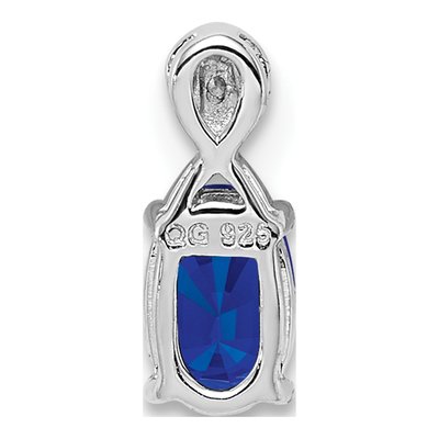 Sterling Silver Sapphire & Diamond Oval Pendant – view 5