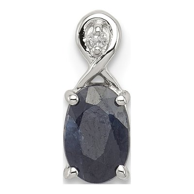 Sterling Silver Sapphire & Diamond Oval Pendant