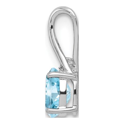 Sterling Silver Sky Blue Topaz & Diamond Oval Pendant – view 3